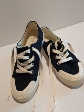 Old Navy Navy Blue and White Canvas Sneakers